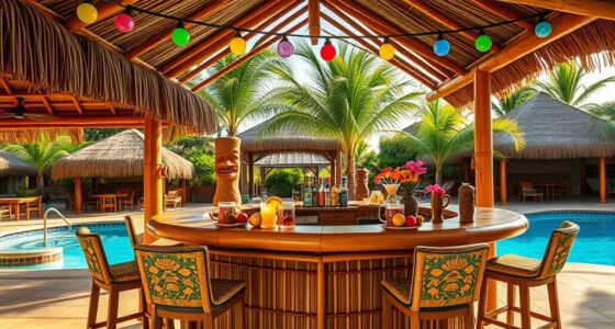 constructing a tropical pool bar
