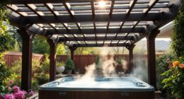 constructing hot tub pergola
