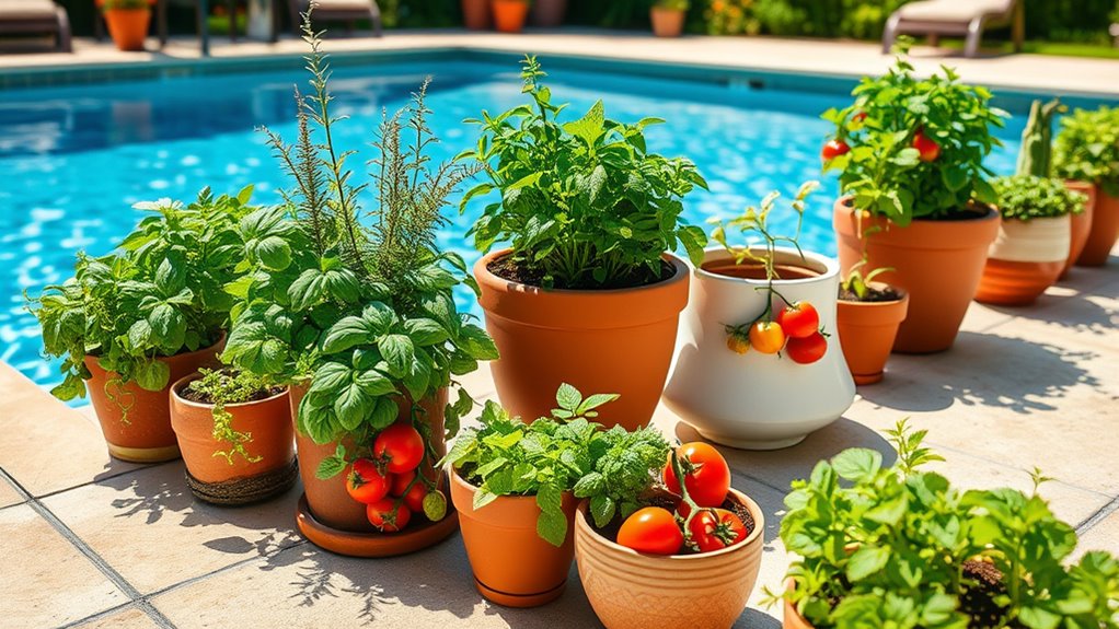 creative poolside garden displays