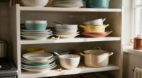 cluttered inaccessible open shelves