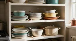 cluttered inaccessible open shelves
