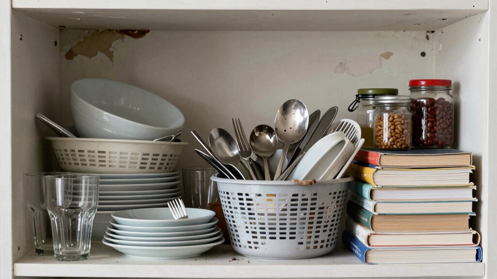 open shelves require organization