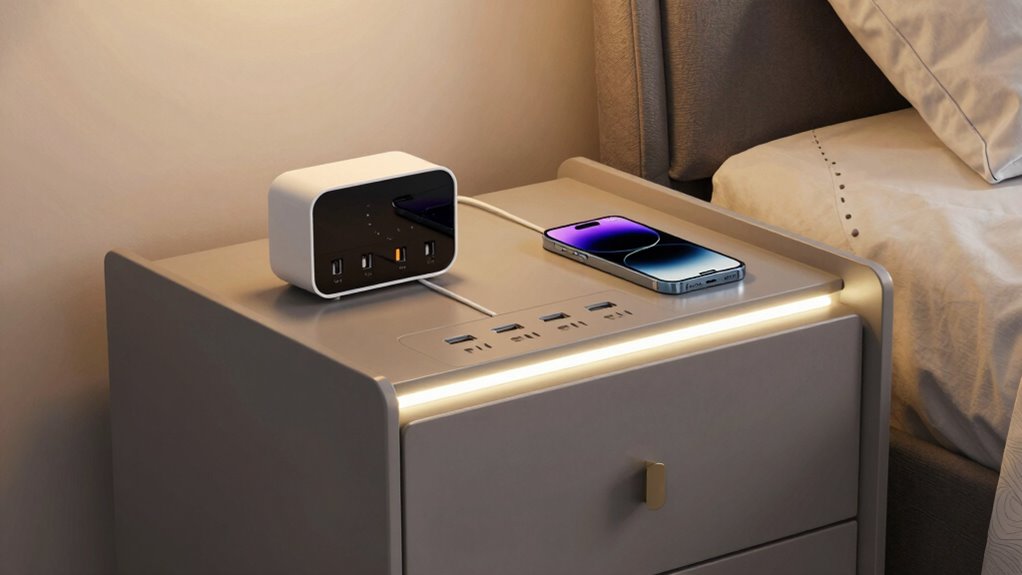 stylish organized charging bedside